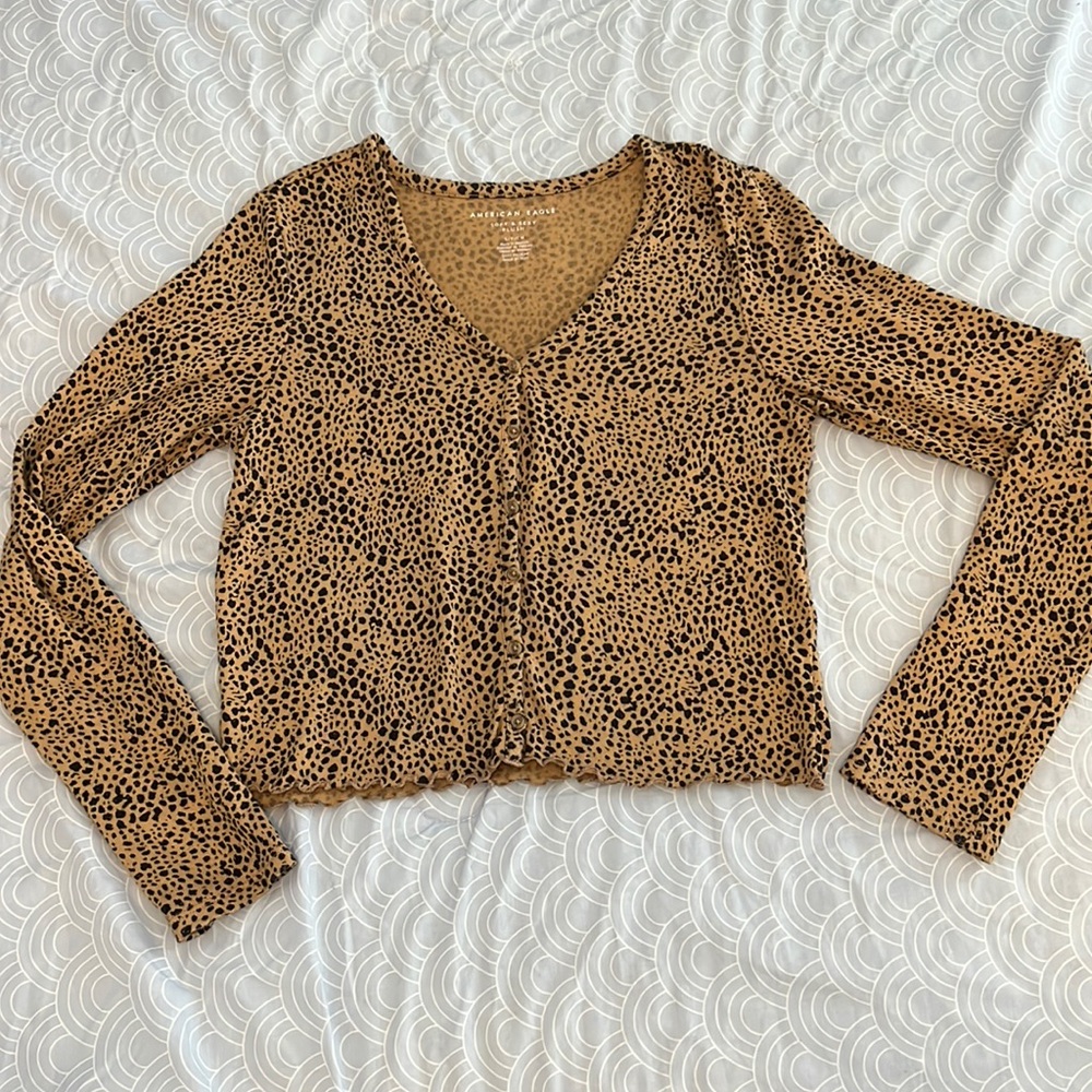 Women’s American Eagle Animal Print Cropped Sweater